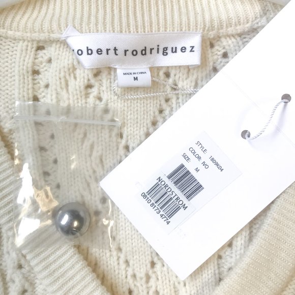 Robert Rodriguez M Cashmere Cable Cardigan Cream - Picture 15 of 15